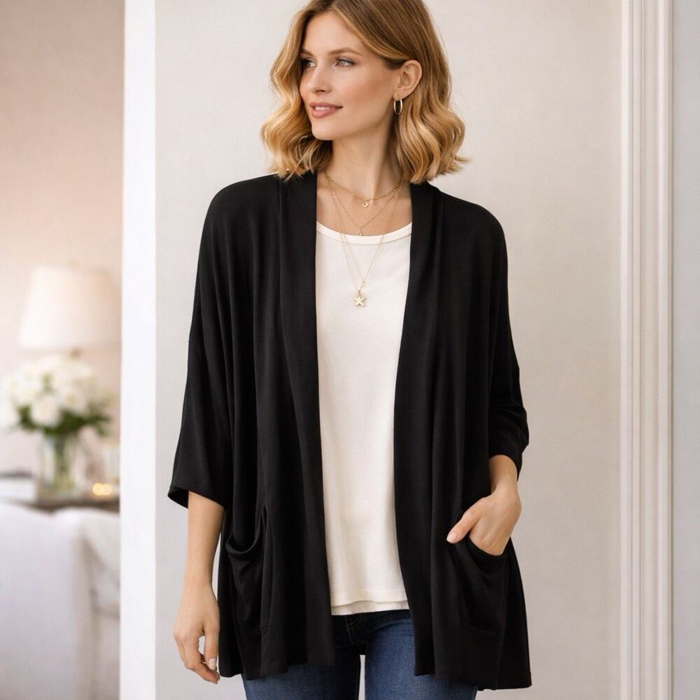 Eileen Fisher Womans Open Sweater Jacket XL Cardigan Minimalist Lagenlook Money